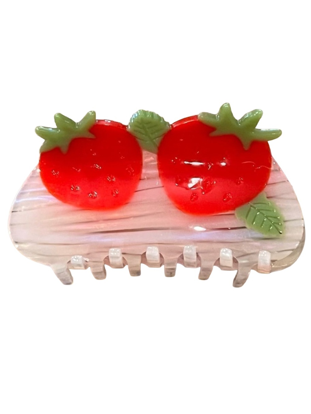 Strawberry Claw Clip Iridescent Acrylic Coquette Cottagecore NWT